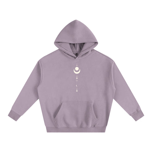 Purple hoodie with a white emblem on a white background